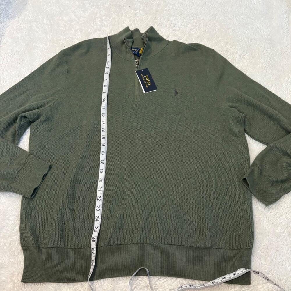 Polo Ralph Lauren Mens Green Quarter Zip Preppy Classic XXL Cotton Country Club - Picture 5 of 8